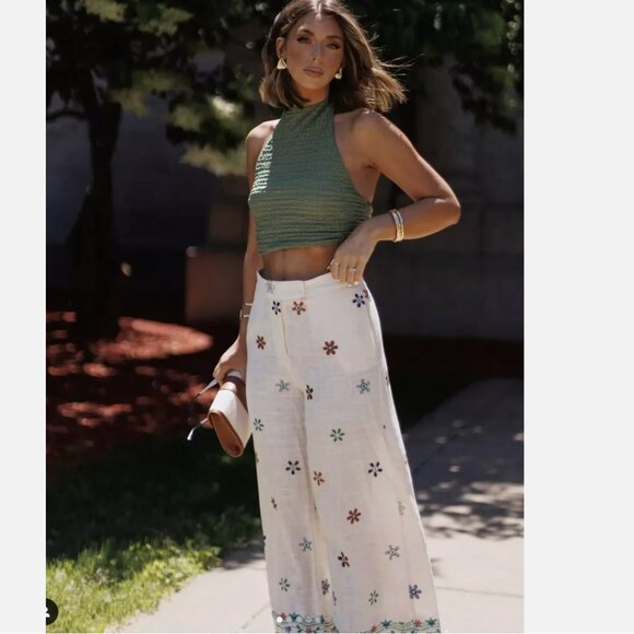 Zara Embroidered culottes white multicolor floral S M L XL NWT - Picture 5 of 14